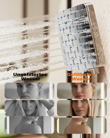 Фільтр для душу Cobbe з шлангом, високонапірна ручна лійка з 20-ступеневою фільтрацією, економна лійка з 6 режимами струменя, підвищення тиску, для жорсткої води (Q7.chrom)