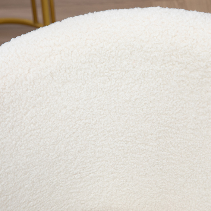 Крісло для офісу з регулюванням висоти, з м'якою оббивкою, що імітує плюшевий фліс, розмір 58 x 56 x 68-76 см, колір білий