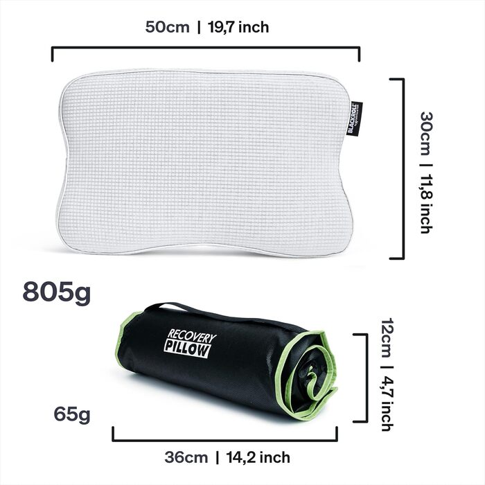 BLACKROLL® Recovery Pillow Set Jersey Anthrazit: ергономічна подушка для шиї та голови з Memory Foam (з додатковим чохлом), Made in Germany