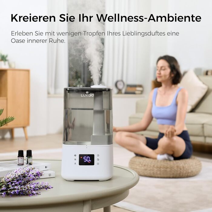 Зволожувач повітря Luxaid HU-802 4.5л з пультом, гігростатом та таймером для спальні та великих приміщень. Тихий зволожувач для дитячої кімнати.