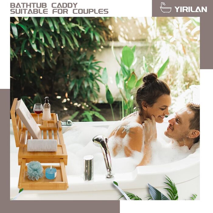 Підставка для ванни Yirilan, висувна, бамбукова, для 1-2 осіб, з дерева, розкішна