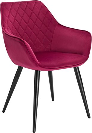 Крісла для їдальні WOLTU, 1 шт., для кухні, вітальні, оббивка з велюру, металеві ніжки, темно-червоний колір