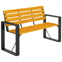 Двомісна лавочка для саду Gartenbank: міцна, стійка до погодних умов дерев'яна лавочка з ламелевою конструкцією та підлокітниками. Максимальне навантаження до 240 кг. Виготовлена з натурального дерева.