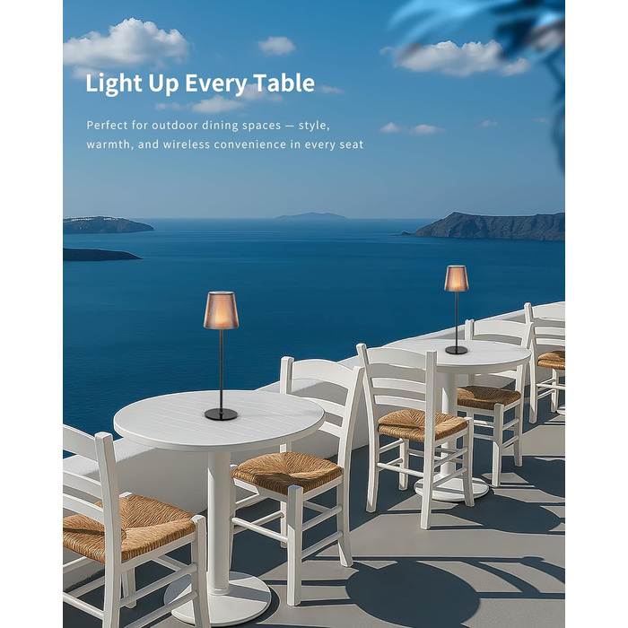 LED настільна лампа LuminexDesigns бездротова з акумулятором 5200mAh, регульована яскравість, IP54 вологостійка, для спальні, офісу, саду, декору, біла (сучасний дизайн, компактна, чорна)