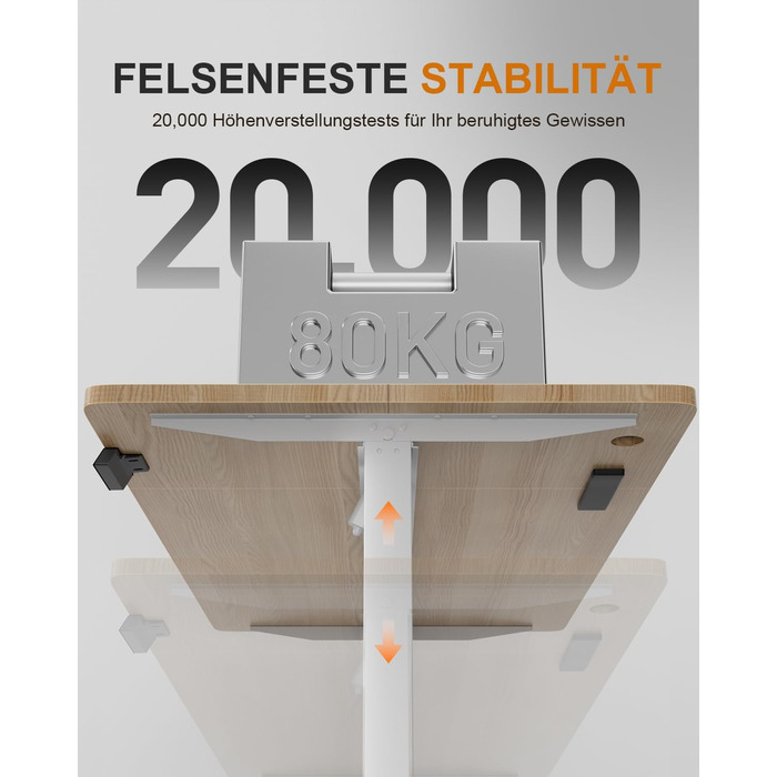 Регульований стіл з підняттям, USB-зарядкою та розеткою, 100 x 60 см. Електричний стіл, регульований комп'ютерний стіл з пам'яттю 3-х функцій, білий (горіх, 100 x 60 см)