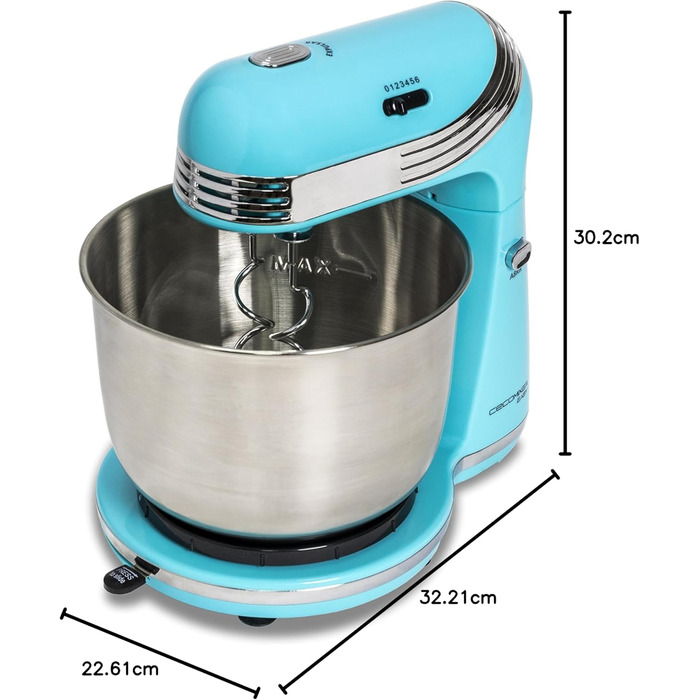 Кухонний комбайн Cecotec Cecomixer Easy: 250W, 3л, чаша з нержавіючої сталі, 5 функцій, 6 швидкостей, блакитний