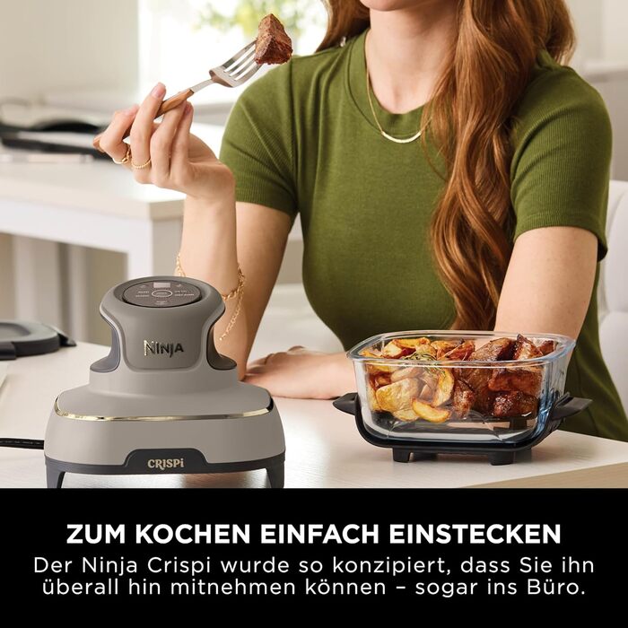 Ninja CRISPi Airfryer – фритюрниця-конвекційна піч, 3.8 л, 4-в-1, 1700 Вт, Stone Gold FN101EUSTGD