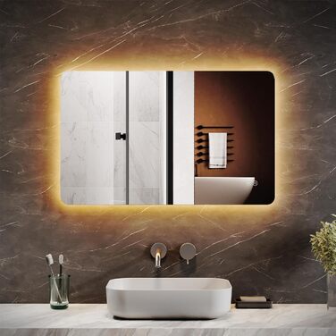 LED дзеркало для ванної кімнати 60x80 см з підсвіткою, сенсорне, протизапар, IP44, 3 колірні температури