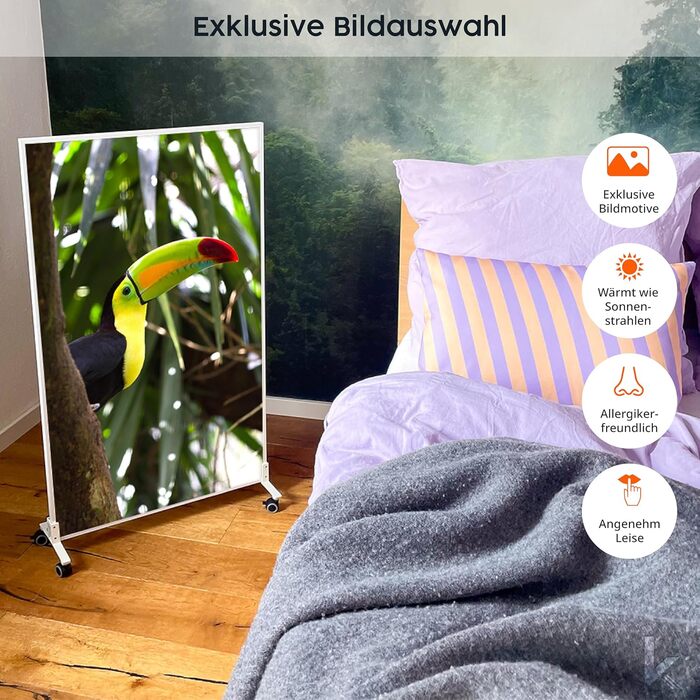 Інфрачервовий обігрівач Könighaus Standgerät 600 Вт - Економний, з термостатом та підставкою - мобільний, з акриловим малюнком