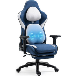 Dowinx Ігровий крісло, дихаючий офісний стілець з високоякісного матеріалу, ергономічний PC стілець з 4D підлокітниками, регульований і поворотний ігровий стілець з підніжкою, блакитний