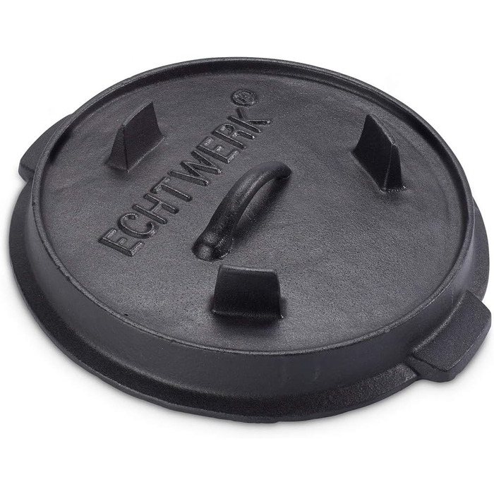 Нідерландський казанок Echtwerk Dutch Oven з чавуну, 4.9 л, готовий до використання, кришка-сковорода, для гриля, чорний, лімітована серія