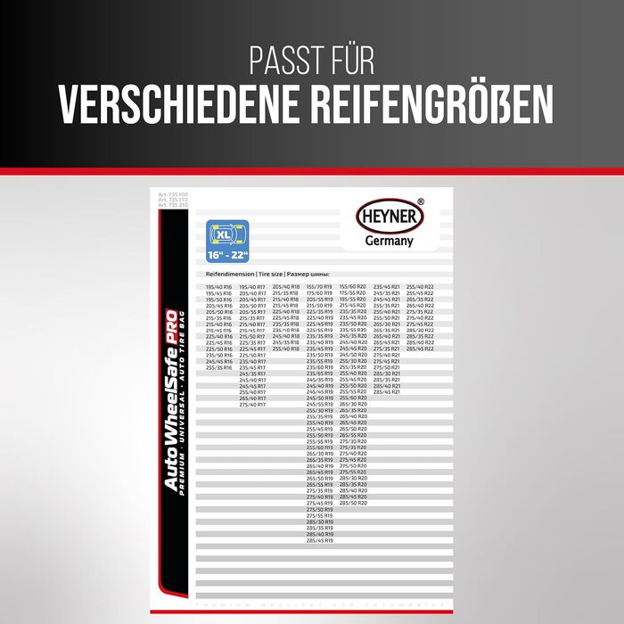 Набір мішків для шин Heyner® 16-22 дюймів, для позашляховиків, 4 шт.