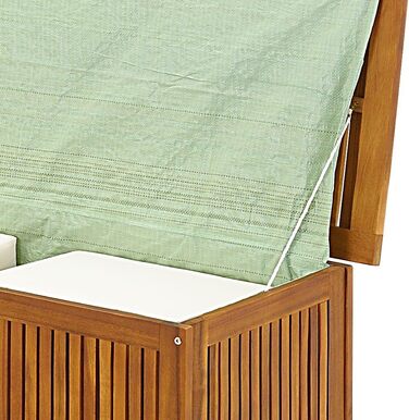 Ящик садовий дерев'яний Casaria Gartenbox з акації 205л, з кришкою, витримує 160кг, для саду, балкона, тераси, вологостійкий, лавка-ящик 115x50 см