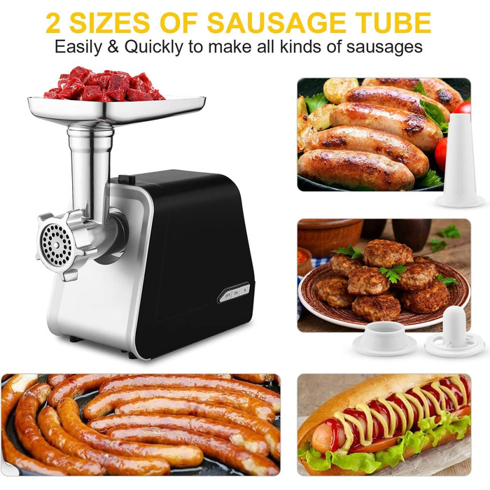Електричний м'ясоподрібнювач COOCHEER 2000W з 3 насадками для фаршу, ковбас та кіббе | Для дому та дитячого харчування