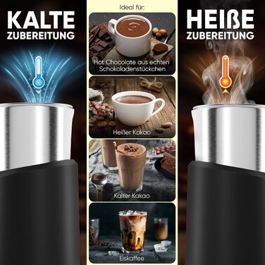 Електричний пінозбивач Clatronic MS 3812 | з підігрівом | для теплих та холодних напоїв | 740 мл | Чорний-inox | Модель 2024