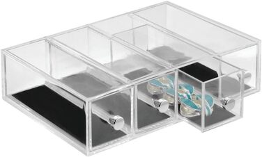 Коробка для зберігання ювелірних виробів Interdesign Clarity / коробка для ювелірних виробів з 4 ящиками для ланцюжків тощо / обертові ювелірні вироби