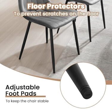 Набір обідніх стільців 6 шт. для кухні, вітальні, спальні. М'які стільці з металевими ніжками, оксамитова сидіння, темно-сірий колір.