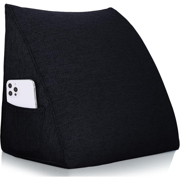 Підвалин для читання Bettkeil, регульоване подушечка для читання, трикутна подушка, подушка-клинок, диванна подушка для попереку, шиї, подушка для спини з знімним льняним чохлом (жовтий (чорний), 45см)