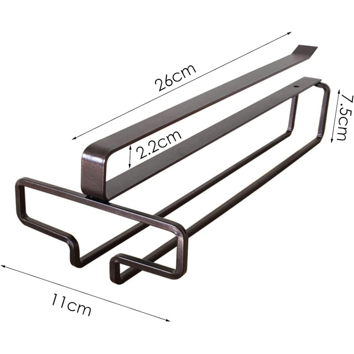 Тримач для келихів для вина ACAREY 2 шт. и, підвісний, для бару/кухні/погребу, 26x17.5см, коричневий