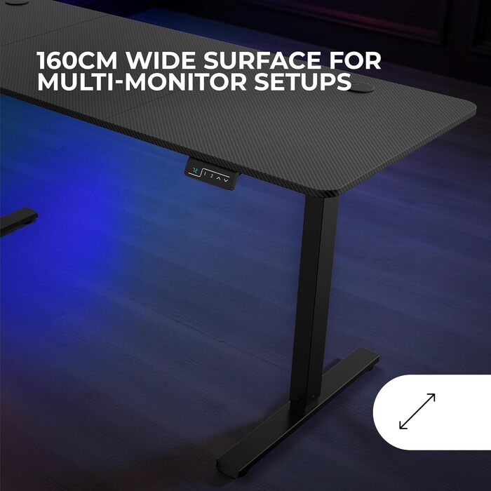 Регульований за висотою стіл Mars Gaming MGD-ERGOPRO, 110x60 см, білий. Ергономічний стіл з карбоновою поверхнею, металевою конструкцією, тримачем для навушників та кабельною організацією.