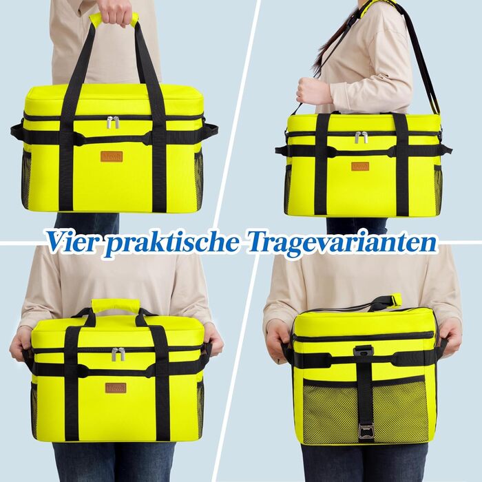 Термосумка-холодильник Lifewit 30л для пікніка та їжі, зелений (50 банок, складана, ізольована)