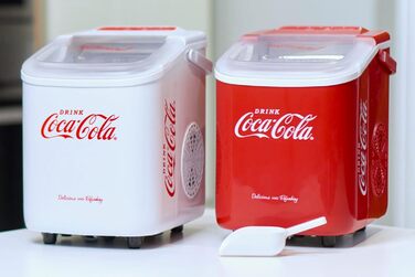 Льодогенератор Salco Coca Cola, 10 кг/день, 2 розміри льоду, ретро дизайн, портативний, червоний, для коктейлів та напоїв