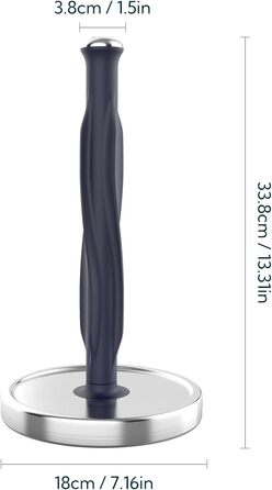 Тримач для паперових рушників KITCHENDAO на стільницю, стійкий сталевий диспенсер з поворотним механізмом та адгезивною основою, чорний