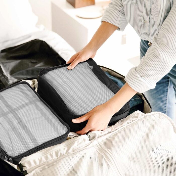 Набір органайзерів для валізи та подорожей, водонепроникні пакувальні куби для одягу, 12 шт, чорні