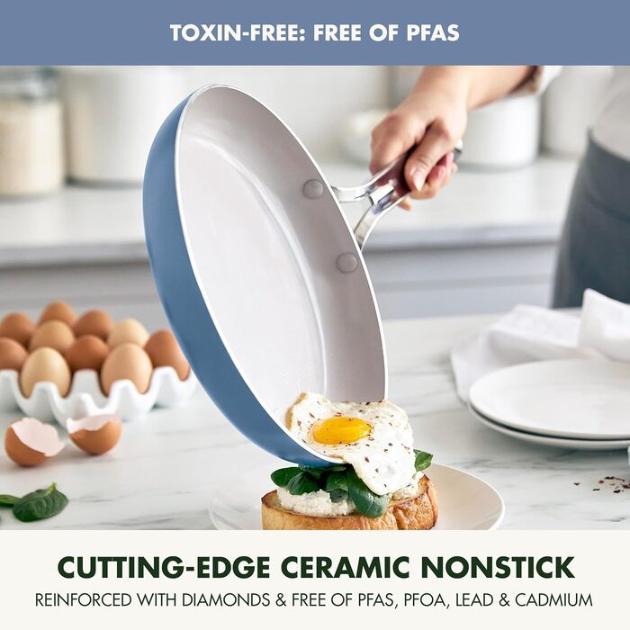 Набір посуду GreenPan Nova 13 предметів: каструлі, сковороди, кришки, синій, антипригарне покриття без PFAS, Oprah's Favorite Things 2024