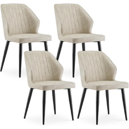 CLIPOP Комплект обідніх стільців 4 шт. Ретро, штучна шкіра, м'яке сидіння, металеві ніжки, для кухні/офісу, бежевий колір