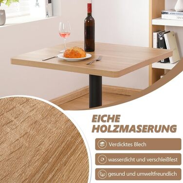 Кухонний стіл Mingone 80x80 см з дерев'яною стільницею та металевими ніжками. Квадратний стіл для кухні, вітальні, балкону або їдальні. Розміри: 80x80x75 см. Зі стилізованою під дуб стільницею.