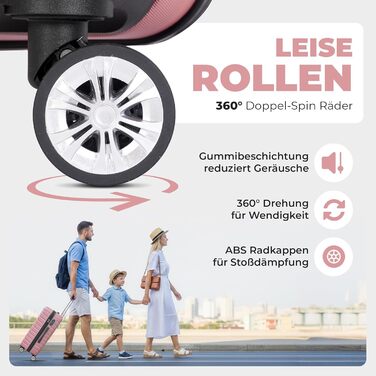 Набір валіз Onbest 3шт XXL (20', 24', 28') з ABS пластику, рожеве золото + ваги