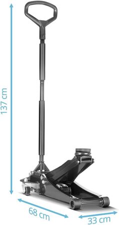 Гідравлічний домкрат Stahlwerk 3т низькопрофільний 73-500мм з гумовими колесами та поворотним руків'ям