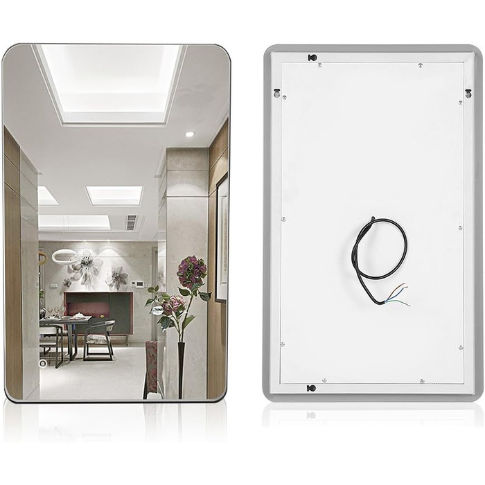 LED-дзеркало для ванної кімнати на стіну з сенсорним вимикачем, без ртуті, 4 мм, холодне біле світло (50 x 70 см)