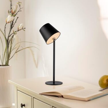 LED настільна лампа SellTec на акумуляторі, USB, білий колір, диммер, IP54, для саду, тераси, кемпінгу (чорний)