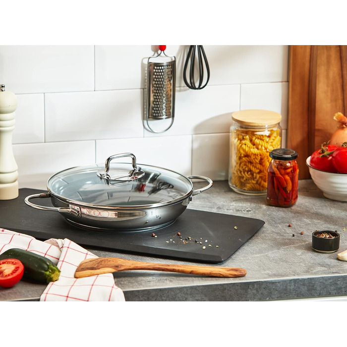 Сковорода для тушкування WMF Devil 28 см з кришкою, 5л, Cromargan нержавіюча сталь з покриттям, для духовки