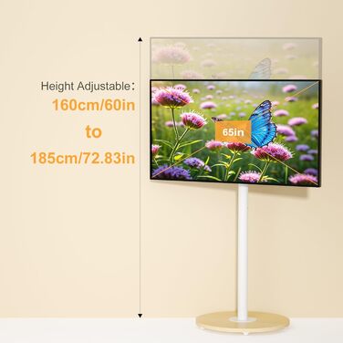 Підставка для телевізора Unho з регульованою висотою, біла, на коліщатках, для екранів 40-75 дюймів, VESA 600x400 мм, до 50 кг