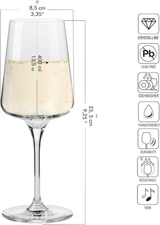 Набір келихів для білого вина та шампанського Krosno (6 шт. , 400 мл) Колекція Infinity Кришталеве скло, можна мити в посудомийній машині