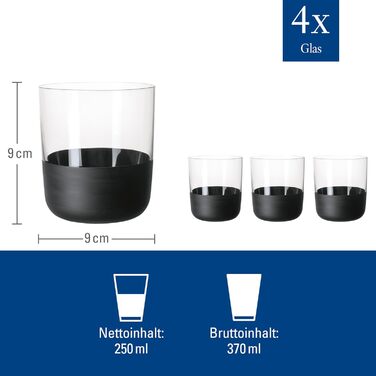 Набір келихів Villeroy & Boch Manufacture Rock (4 шт, 300 мл) - келих для лонгдрінку, коктейлю, каїпіріньї, мохіто, ручна робота, кришталь