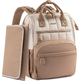 LOVEVOOK Рюкзак-переноска для мами та тата, рюкзак-пеленальник, сумка для підгузків, водонепроникна, з пеленальною підкладкою, з ременями для дитячої коляски, Khaki-beige
