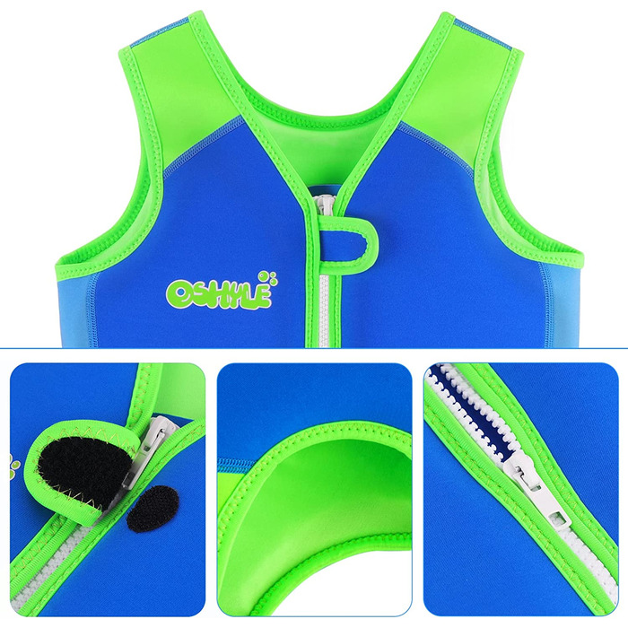 Дитячий рятувальний жилет OSHYLE від 1 до 9 років синьо-зелений
