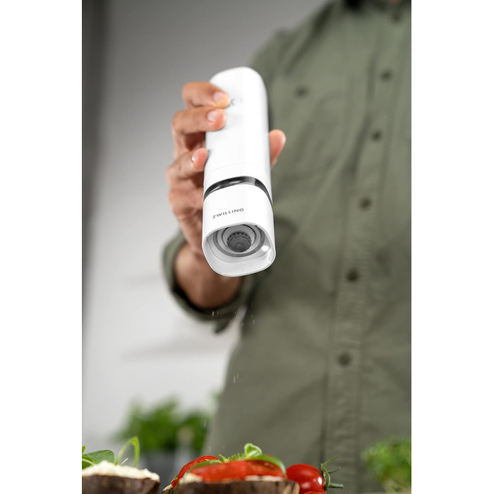 Електричні млини для солі та перцю ZWILLING Enfinigy, керамічний механізм, LED підсвічування, зарядка через USB, чорно-білий набір