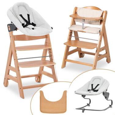 Високий стільчик для годування Hauck Beta+ Newborn Set Premium Dark Grey - комплект для новонароджених, з м'яким сидінням та підносом