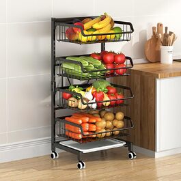 Полиця для овочів COVAODQ для кухні, що Штабелюється кошик для фруктів, кошик для овочів, візок для зберігання кухонний візок з замикаються коліщатками і, для ванної кімнати, Кухні,офісу (кошик)
