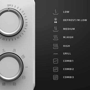 Мікрохвильова піч ProClean 3010, 20 літрів, покриття Ready2Clean, 700 Вт, 6 функцій, таймер 30 хв, режим розморожування, білий колір (20L, гриль, Proclean)