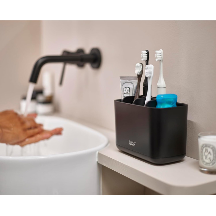 Набір для ванної Joseph Joseph Bathroom Beauties: миска, тримач для зубних щіток, дозатор мила, нержавіюча сталь, чорний