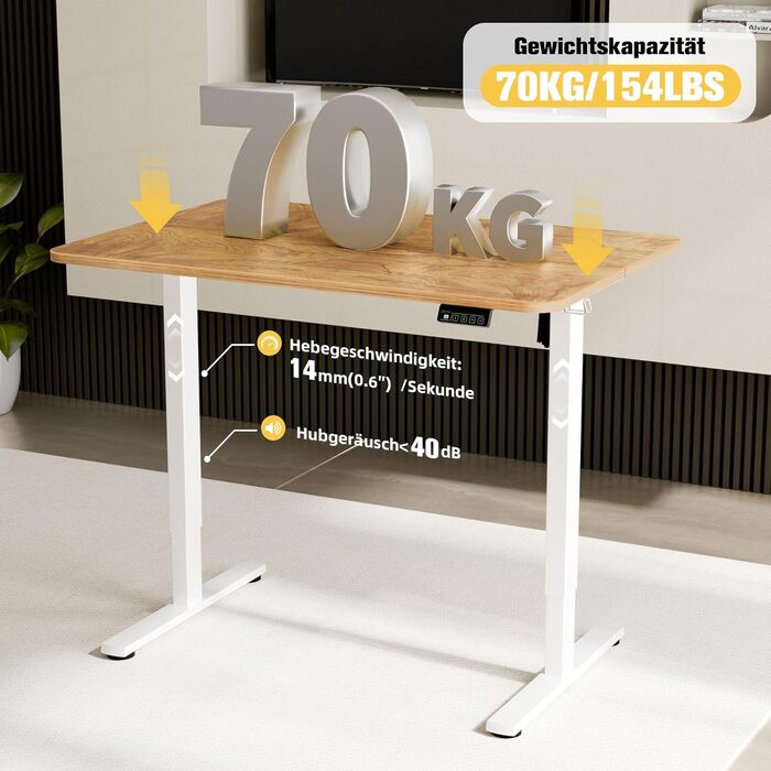 Електричний регульований стіл Ergomaker з пам'яттю та плавним запуском/зупинкою, телескопічний, одномоторний, білий