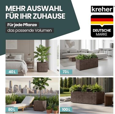 Плантатор Kreher XL Millennium: різні розміри та кольори. Імітація натурального каменю (коричневий, бежевий, антрацит, сірий). З міцного пластику. Роздільник простору (прямокутний)