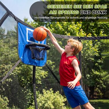 Батут садовий Devoko з сіткою та баскетбольним кільцем, діаметр 305 см, до 150 кг - для дітей та дорослих, чорний