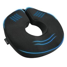 Ортопедична подушка-кільце Feagar: регульований ергономічний подушка-пончик для копчика, геморою та післяпологового відновлення, підходить для авто, офісного крісла та візка, чорна, великий розмір (90-140 кг)